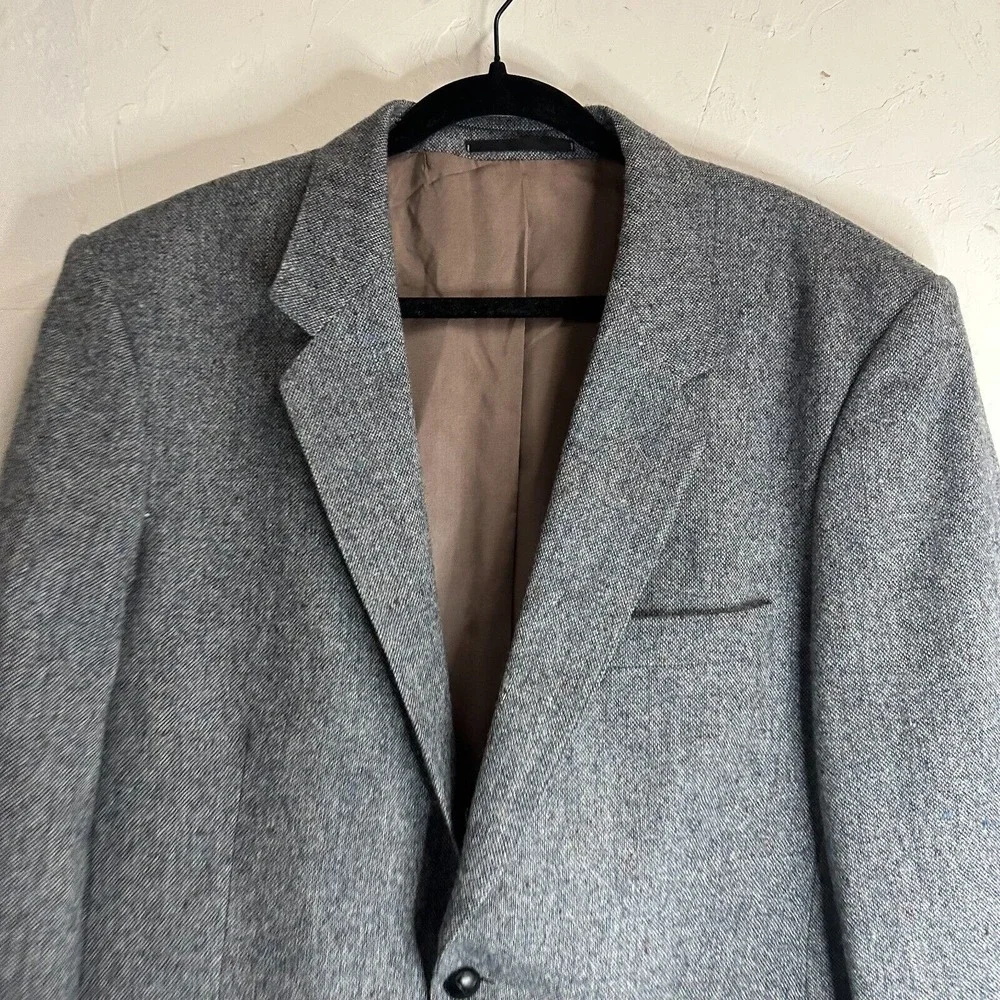 John Molloy Donegal Tweed Mens 42 R Wool Sport Coat Blazer Jacket Leather Button